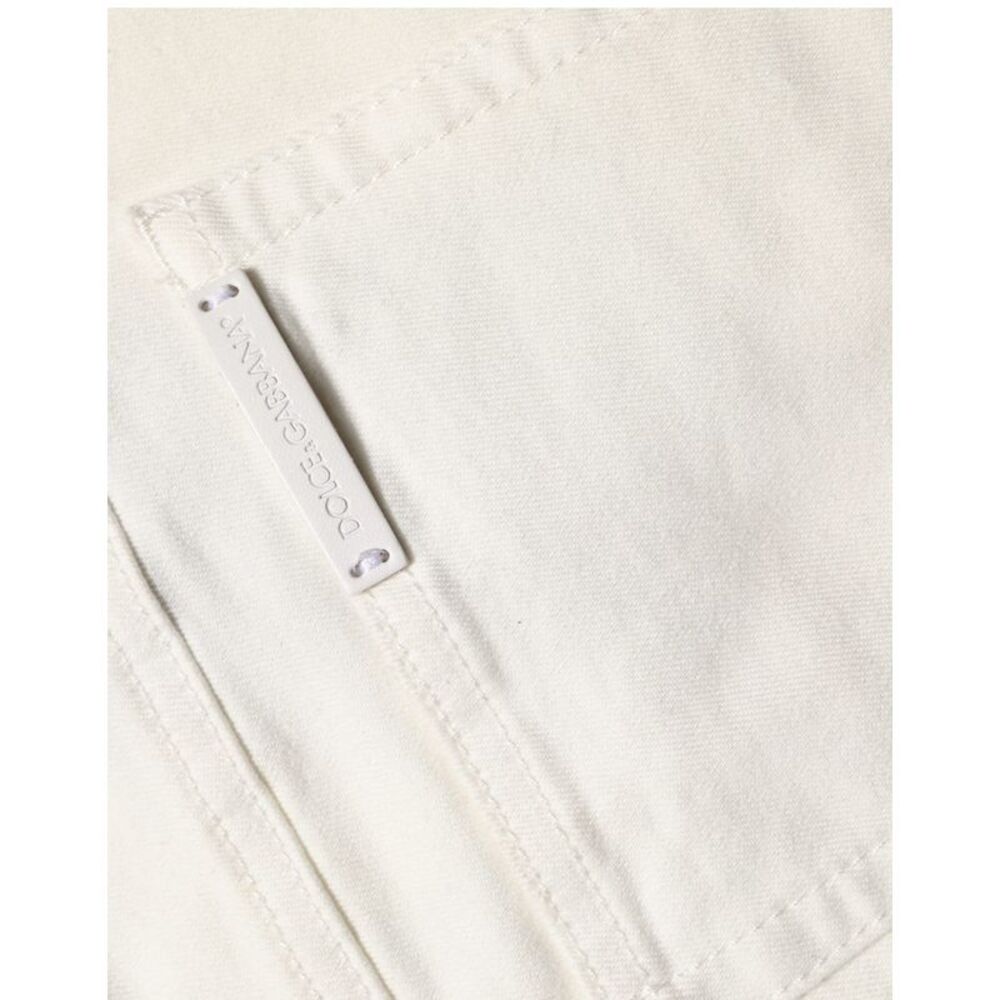 Dolce & Gabbana White Tattered Skinny Cotton Denim Women's Jeans